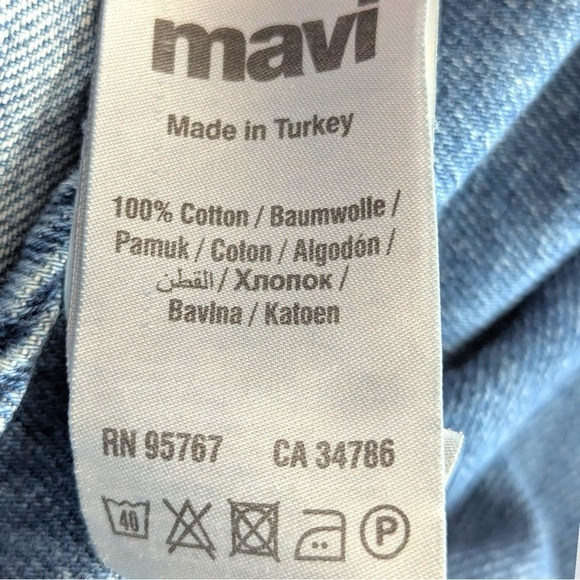 Mavi Blue Denim Shirt Jacket with Pink & Green Floral Embroidery - Picture 7 of 9